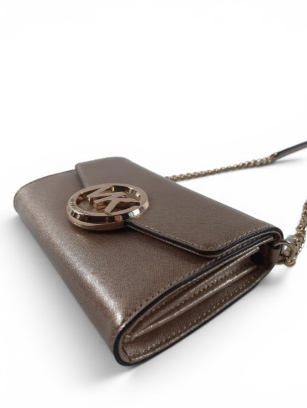 NWOT MICHAEL KORS Convertible Hudson Phone Crossbody Bag Clutch Gold Chain